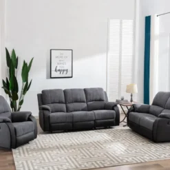 Fauteuil Relax En Microfibre Et Simili Gris Et Noir BRODY -Promos Fauteora Magasin fauteuil 10678291