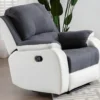Fauteuil Relax En Microfibre Et Simili Gris Et Blanc BRODY -Promos Fauteora Magasin fauteuil 10678701