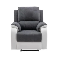 Fauteuil Relax En Microfibre Et Simili Gris Et Blanc BRODY -Promos Fauteora Magasin fauteuil 10678703