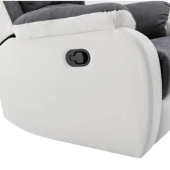 Fauteuil Relax En Microfibre Et Simili Gris Et Blanc BRODY -Promos Fauteora Magasin fauteuil 10678709