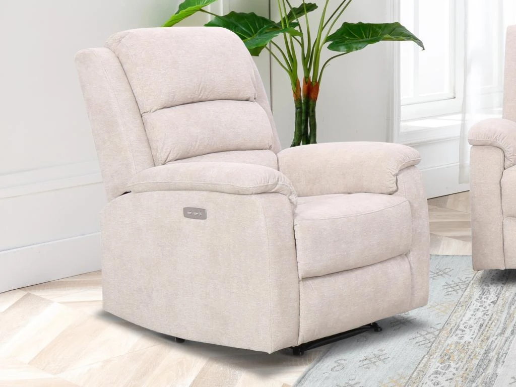 Fauteuil Relax électrique En Tissu Beige NEVERS 2 Fauteuil Relax électrique En Tissu Beige NEVERS