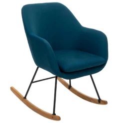 Fauteuil à Bascule Rocking-chair En Tissu Bleu Canard -Promos Fauteora Magasin fauteuil 10757419