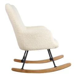 Fauteuil à Bascule En Tissu Bouclette écru KAIRA - HAPPY GARDEN -Promos Fauteora Magasin fauteuil 10779827