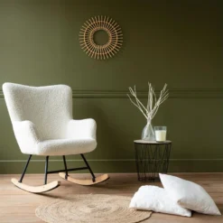 Fauteuil à Bascule En Tissu Bouclette écru KAIRA - HAPPY GARDEN -Promos Fauteora Magasin fauteuil 10779833