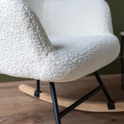 Fauteuil à Bascule En Tissu Bouclette écru KAIRA - HAPPY GARDEN -Promos Fauteora Magasin fauteuil 10779835