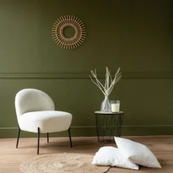 Fauteuil En Tissu Bouclette écru HELMI - HAPPY GARDEN