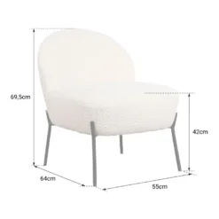 Fauteuil En Tissu Bouclette écru HELMI - HAPPY GARDEN -Promos Fauteora Magasin fauteuil 10781111