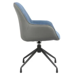 Fauteuil Rotatif Tissu Bleu Chiné Et Simili Gris - ELLA 10 Fauteuil Rotatif Tissu Bleu Chiné Et Simili Gris - ELLA -Promos Fauteora Magasin fauteuil 10838427