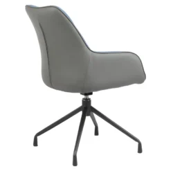 Fauteuil Rotatif Tissu Bleu Chiné Et Simili Gris - ELLA 11 Fauteuil Rotatif Tissu Bleu Chiné Et Simili Gris - ELLA -Promos Fauteora Magasin fauteuil 10838429
