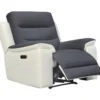 Fauteuil Relaxation En Tissu Gris Et Simili Blanc électrique - ROSARIO -Promos Fauteora Magasin fauteuil 10880331