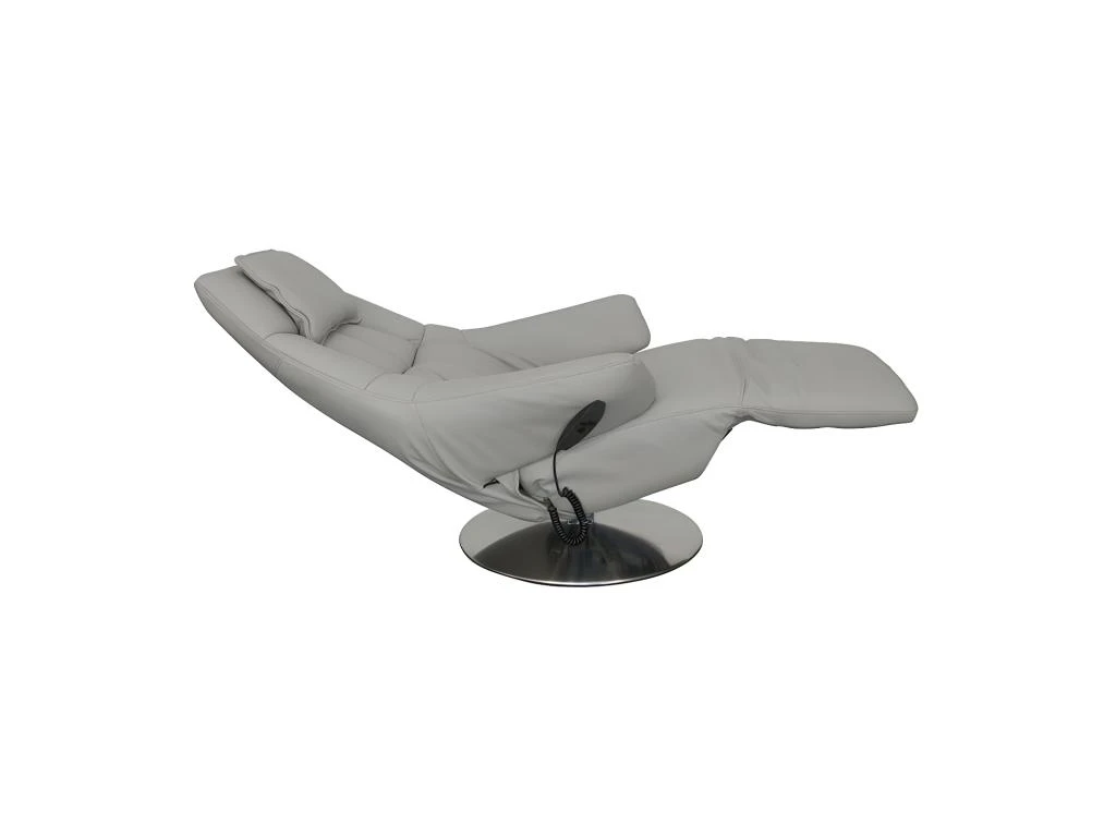 Fauteuil De Relaxation électrique Cuir Gris Clair - THADER 4 Fauteuil De Relaxation électrique Cuir Gris Clair - THADER – Image 2