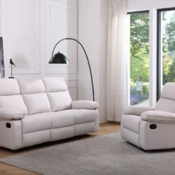 Fauteuil Relax En Tissu Beige LANA