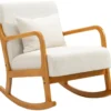 Rocking Chair En Bois Massif Et Bouclettes Blanches -Promos Fauteora Magasin fauteuil 12215901