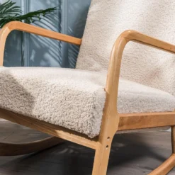 Rocking Chair En Bois Massif Et Bouclettes Blanches -Promos Fauteora Magasin fauteuil 12215907