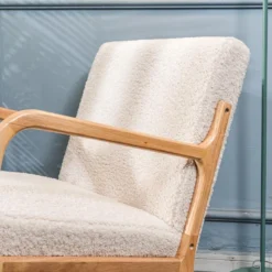 Rocking Chair En Bois Massif Et Bouclettes Blanches -Promos Fauteora Magasin fauteuil 12215909