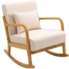 Rocking Chair En Bois Massif Et Tissu Beige -Promos Fauteora Magasin fauteuil 12215911