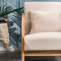 Rocking Chair En Bois Massif Et Tissu Beige -Promos Fauteora Magasin fauteuil 12215915