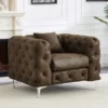 Fauteuil Chesterfield En Microfibre Aspect Cuir Vieilli EDWINA -Promos Fauteora Magasin fauteuil 12331293