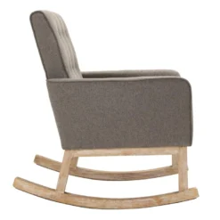 Fauteuil à Bascule Rocking Chair Design Moderne Dossier Capitonné En Tissu Pieds En Bois Tissu Taupe FAL101539 -Promos Fauteora Magasin fauteuil 12443945
