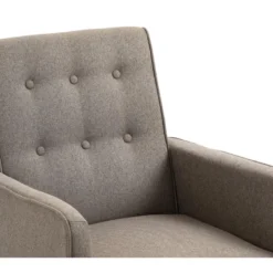 Fauteuil à Bascule Rocking Chair Design Moderne Dossier Capitonné En Tissu Pieds En Bois Tissu Taupe FAL101539 -Promos Fauteora Magasin fauteuil 12443949