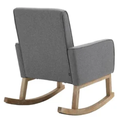 Fauteuil à Bascule Rocking Chair Design Moderne Dossier Capitonné En Tissu Pieds En Bois Tissu Gris FAL101542 -Promos Fauteora Magasin fauteuil 12443955