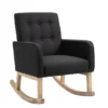Fauteuil à Bascule Rocking Chair Design Moderne Dossier Capitonné En Tissu Pieds En Bois Tissu Noir FAL101541 -Promos Fauteora Magasin fauteuil 12443957