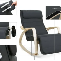 Fauteuil à Bascule Avec Accoudoirs Et Repose-pieds 5 Positions - L55 X H91 Cm -Promos Fauteora Magasin fauteuil 12561721