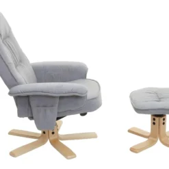 Fauteuil Relax TV Fauteuil Avec Tabouret En Tissu/textile Gris Clair 04_0002927 -Promos Fauteora Magasin fauteuil 12621035