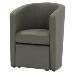 NUNO Fauteuil Cabriolet + Pouf En Simili Taupe - L 59 X P 63 X H 77 Cm -Promos Fauteora Magasin fauteuil 12662013