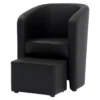 NUNO Fauteuil Cabriolet + Pouf En Simili Noir - L 59 X P 63 X H 77 Cm -Promos Fauteora Magasin fauteuil 12662023