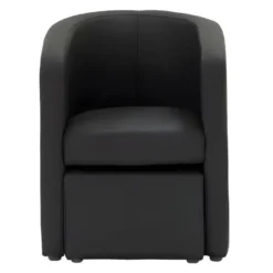 NUNO Fauteuil Cabriolet + Pouf En Simili Noir - L 59 X P 63 X H 77 Cm -Promos Fauteora Magasin fauteuil 12662025