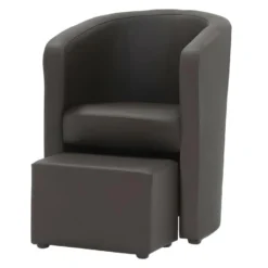 NUNO Fauteuil Cabriolet + Pouf En Simili Marron - L 59 X P 63 X H 77 Cm -Promos Fauteora Magasin fauteuil 12662037