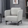 Fauteuil Lounge Style Néo-rétro Piètement Acier Noir Revêtement Velours Cotelé Gris Clair -Promos Fauteora Magasin fauteuil 12874809