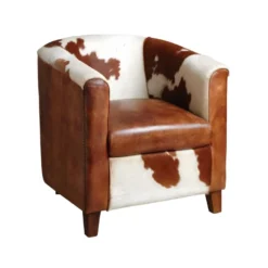 Fauteuil Club En Cuir Et Peau De Vache