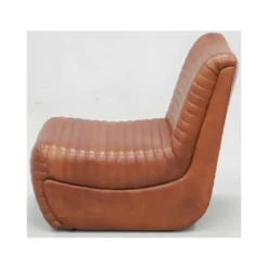 Fauteuil Bas En Cuir De Buffle Marron -Promos Fauteora Magasin fauteuil 12898415