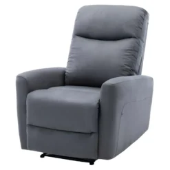 Fauteuil Relax Manuel - Tissu Gris - L 82 X P 97 X H 98 Cm - JESS