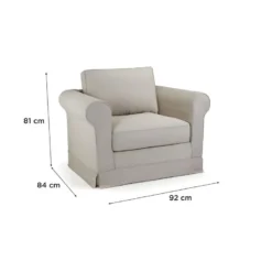 ROY Fauteuil Tissu Beige - L 92 X P 84 X H 81 Cm -Promos Fauteora Magasin fauteuil 12982043