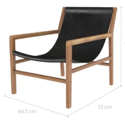 Fauteuil Lounge Apache En Teck Et Cuir Noir -Promos Fauteora Magasin fauteuil 13006909