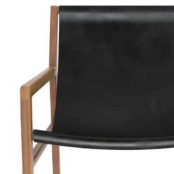 Fauteuil Lounge Apache En Teck Et Cuir Noir -Promos Fauteora Magasin fauteuil 13006911