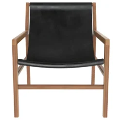 Fauteuil Lounge Apache En Teck Et Cuir Noir -Promos Fauteora Magasin fauteuil 13006915