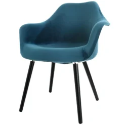 Chaise Anssen En Velours Bleu Canard -Promos Fauteora Magasin fauteuil 13007313