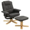 Fauteuil De Relaxation CHARLY Avec Repose-pieds Siège Pivotant Dossier Inclinable Assise Rembourrée Relax, En Tissu Gris Anthracite -Promos Fauteora Magasin fauteuil 13048821