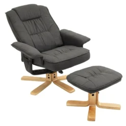 Fauteuil De Relaxation CHARLY Avec Repose-pieds Siège Pivotant Dossier Inclinable Assise Rembourrée Relax, En Tissu Gris Anthracite -Promos Fauteora Magasin fauteuil 13048825
