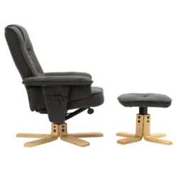 Fauteuil De Relaxation CHARLY Avec Repose-pieds Siège Pivotant Dossier Inclinable Assise Rembourrée Relax, En Tissu Gris Anthracite -Promos Fauteora Magasin fauteuil 13048827