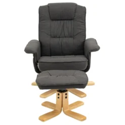 Fauteuil De Relaxation CHARLY Avec Repose-pieds Siège Pivotant Dossier Inclinable Assise Rembourrée Relax, En Tissu Gris Anthracite -Promos Fauteora Magasin fauteuil 13048829