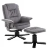 Fauteuil De Relaxation CHARLES Avec Repose-pieds Pouf Siège Pivotant Dossier Inclinable Assise Rembourrée Relax, En Velours Gris -Promos Fauteora Magasin fauteuil 13048831