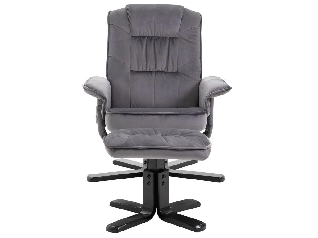Fauteuil De Relaxation CHARLES Avec Repose-pieds Pouf Siège Pivotant Dossier Inclinable Assise Rembourrée Relax, En Velours Gris 4 Fauteuil De Relaxation CHARLES Avec Repose-pieds Pouf Siège Pivotant Dossier Inclinable Assise Rembourrée Relax, En Velours Gris – Image 2
