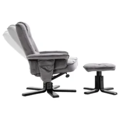 Fauteuil De Relaxation CHARLES Avec Repose-pieds Pouf Siège Pivotant Dossier Inclinable Assise Rembourrée Relax, En Velours Gris 9 Fauteuil De Relaxation CHARLES Avec Repose-pieds Pouf Siège Pivotant Dossier Inclinable Assise Rembourrée Relax, En Velours Gris -Promos Fauteora Magasin fauteuil 13048835