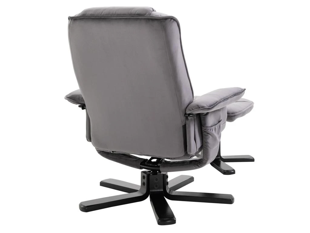 Fauteuil De Relaxation CHARLES Avec Repose-pieds Pouf Siège Pivotant Dossier Inclinable Assise Rembourrée Relax, En Velours Gris 7 Fauteuil De Relaxation CHARLES Avec Repose-pieds Pouf Siège Pivotant Dossier Inclinable Assise Rembourrée Relax, En Velours Gris – Image 5