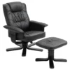 Fauteuil De Relaxation CHARLY Avec Repose-pieds Pouf Siège Pivotant Dossier Iinclinable En Synthétique Noir Et Pieds Noir -Promos Fauteora Magasin fauteuil 13048851